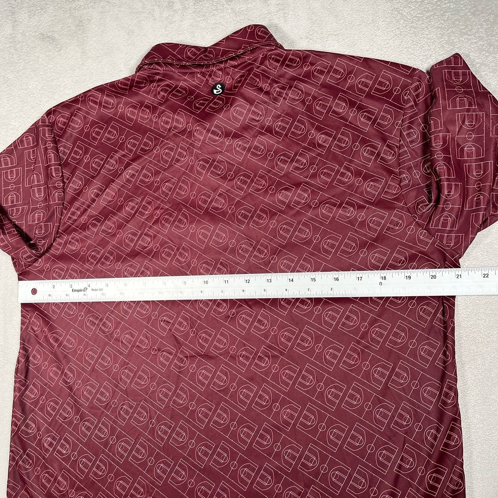 Swannies Mens Size M Burgundy Basketball Court Graphic Short Sleeve Golf Polo - Picture 8 of 8